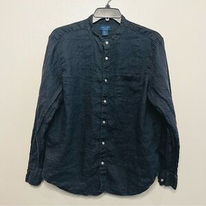 Caribbean Joe Men's Linen Casual Button Down Shirt Blue Size XL